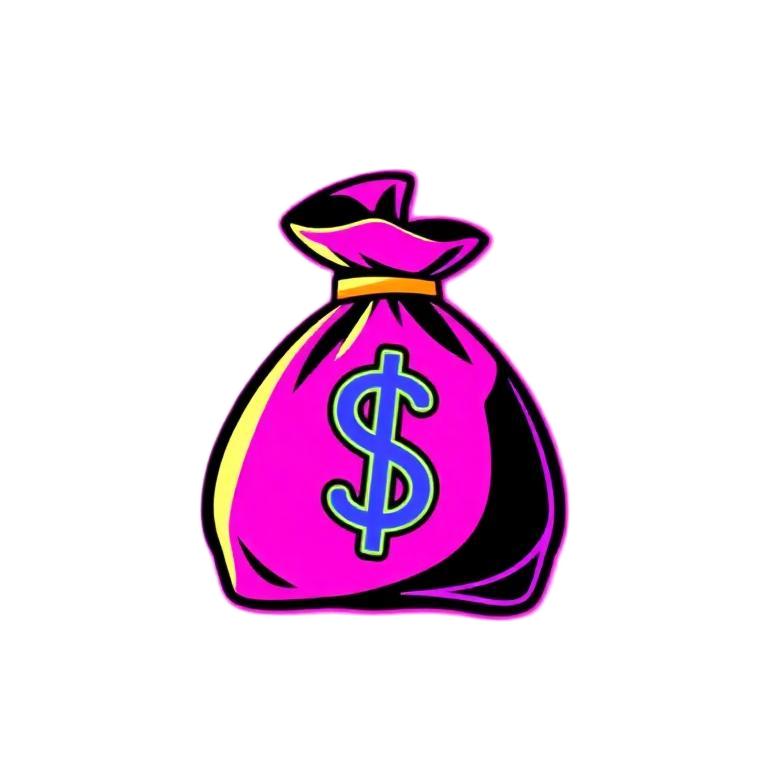 GTA style neon money bag prize icon